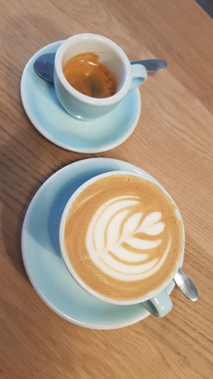 Latte & double espresso at Orchard Lane Coffee House in Folkestone