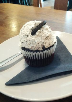 Vegan Oreo cupcake at Orchard Lane Coffee House in Folkestone