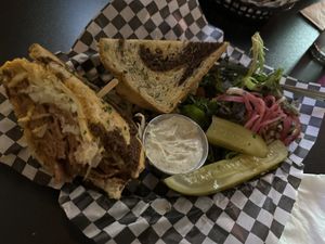 Rueben and yummy side salad  at Georgetown Liquor Company in Seattle