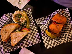 BLT, potato salad and cheesesteak sandwich. at Georgetown Liquor Company in Seattle