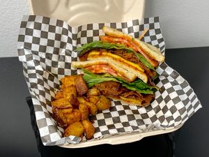 brunch blt + potatoes (takeout) at Georgetown Liquor Company in Seattle