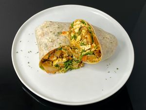 breakfast burrito (plated at home) at Georgetown Liquor Company in Seattle