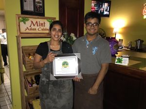 Mint Restaurant has earned the Plant Pure Nation certificate by offering vegan dishes with no oil upon request! at Mint Asian Cuisine in Punta Gorda