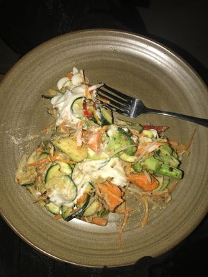 Pro tip. Ordered raw pad Thai (it’s horrible raw), a side of steamed veggies (they were undercooked) and a side of vegan mozzarella and asked them to cook it all together at In The Raw - Beach Garden  in Canggu