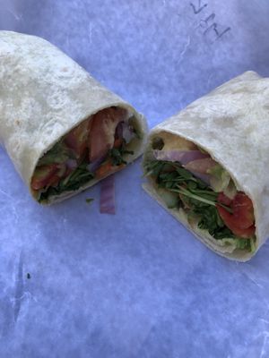 veggie wrap with hummus & guac  at Pie in the Sky in Woods Hole