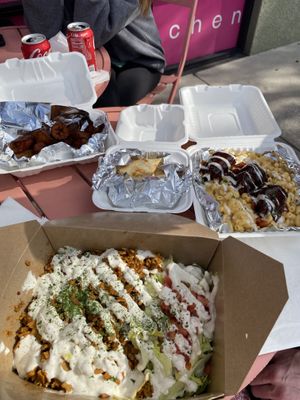 Fried plantains, gyro platter, wings & mac&cheese   at Vegan International Co in Tampa