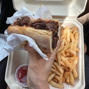 chopped cheese sandwich  at Vegan International Co in Tampa