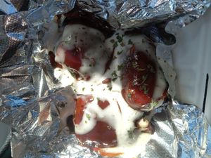 BBQ & vegan ranch on sugarcane drumsticks, soooo good!!!! at Vegan International Co in Tampa