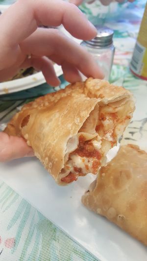 Pizza empanada at Vegan International Co in Tampa