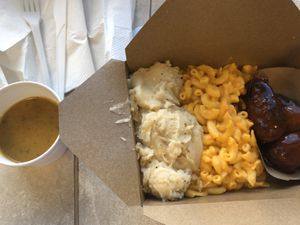 Protein and two sides at Vegan International Co in Tampa