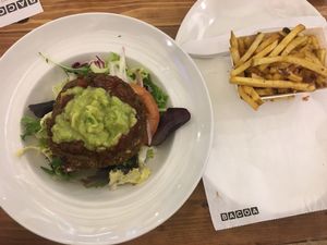 vegan burger on salad bowl at Bacoa - Ferran in Barcelona