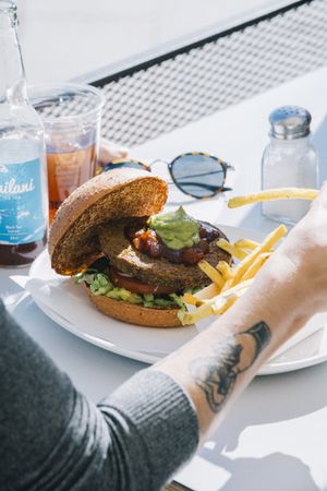 The Gran Vegano burger: Our crispy chickpea spinach patty, tomato chutney and whipped avocado. Without mayo. at Bacoa - Ferran in Barcelona