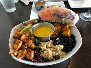 The Buddha Bowl and raw Spring Roll at Wild Rabbit Bistro in Ormond Beach