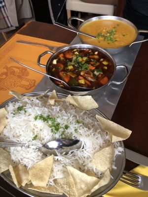 Rice, sweet and sour veggies, dhal  at La Bamboo in Stuttgart