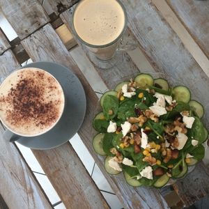 Vegan feta, plum and walnut salad. at Mr & Mrs C's in Wakefield