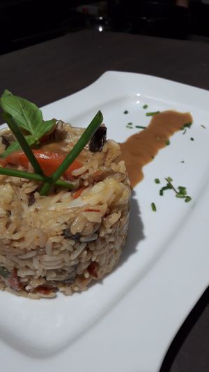 Arroz con verdura a la salsa de curry y coco at Amaranta Biobar in Valencia