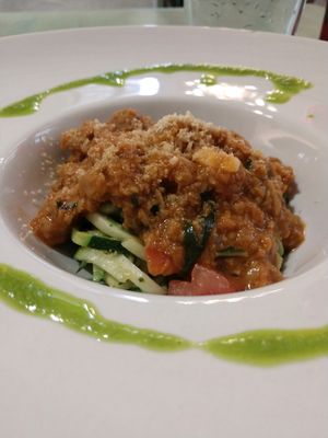 vegan bolognes zoodles !! at Amaranta Biobar in Valencia