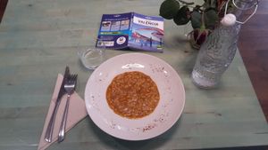 Very good main course with rice and vegetables at Amaranta Biobar in Valencia