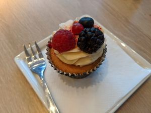 Vanilla berry cupcake at Kathy's Deli & Cupcakery in Luxembourg City