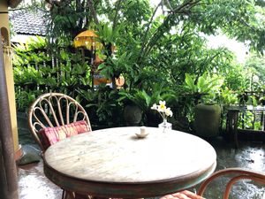 outside the cafe at Yellow Flower Cafe in Ubud