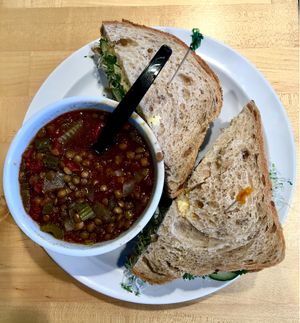 Persian Vegan Sandwich with Vegan French Lentil Soup at Boise Co-op in Meridian