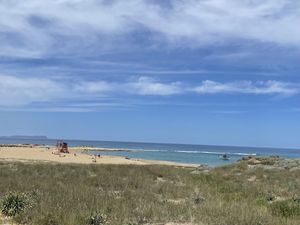 View towards the beach - Taverna Kalyva, Potamos Beach, Crete, Greece  at Taverna Kalyva in Crete