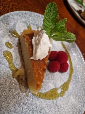 Almond & orange cake with whipped cream. at Ambiente Tapas in Hull