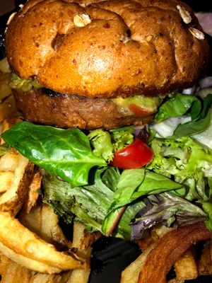 Huge burger ( this was a take out order )  at Park Avenue Grill in Amityville