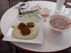 Raw vegan "koprovka" and Gazpacho soup at bistRAWveg - Cerny Most Shopping Centre in Prague