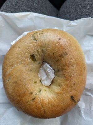 Jalapeño bagel at Bagelry in Bellingham