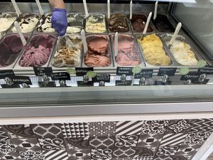 All the vegan options: Grainglows Snickerz, Strawberry Lemon & Basilic, Watermelon, Mango, Chocolate.  at La Golosa Gelato - Monbijoustrasse in Bern