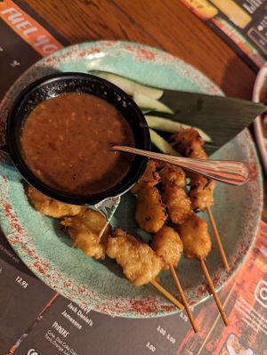 Vegan satay starter at Banana Tree in Oxford