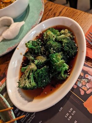Broccoli & garlic at Banana Tree in Oxford