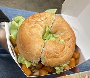 Bagel with pumpkin and avocado  at Sanseveria Bagelsalon in Bruges