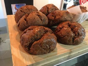 Saturday vegan scoons! at Power Plant Organic Store in Whangarei