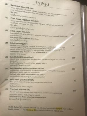 All green are vegan, written in red are vege   at Ethos in Bangkok