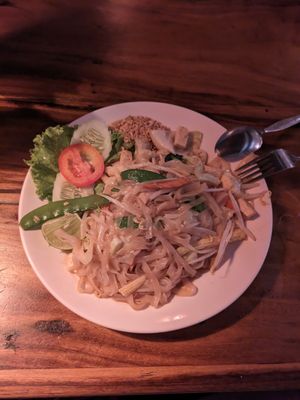 Pad Thai. Sprinkle the peanuts, squeeze the lime, enjoy at Ethos in Bangkok