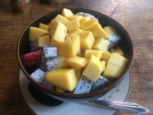 Fruit salad, 120 bath.  at Ethos in Bangkok