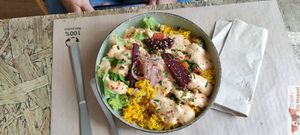 Curry rice and sea food vegan at La Clairiere in Lille