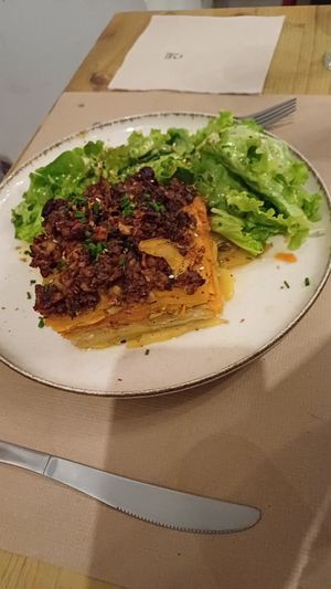 Vegetable crumble at La Clairiere in Lille