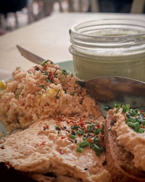 Houmous for brunch at La Clairiere in Lille