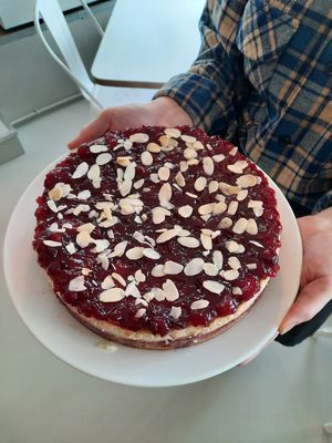 Baked Cheesecake with cranberry topping at Veggie Galore in Nijmegen
