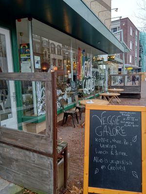 Some outside seating and front of cafe at Veggie Galore in Nijmegen