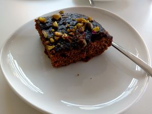 Sticky toffee rhum pudding at Veggie Galore in Nijmegen