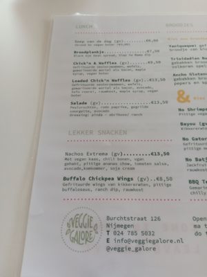 Lunch menu at Veggie Galore in Nijmegen