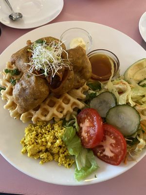 Loaded chicken and waffles  at Veggie Galore in Nijmegen