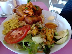 'Chicken' waffles at Veggie Galore in Nijmegen