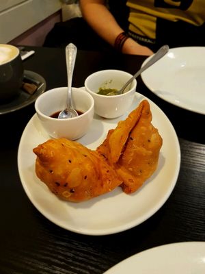 Vegan samosa (part of thali)  at Chai Station - Vegetarian Indian in Chester