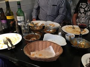 Demolished the lot
Rice, Dahl,  okra, aubergine, potato  and a lentil puri  at Chai Station - Vegetarian Indian in Chester