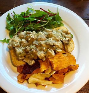 Creamy Garlic Mushrooms at Joro Vegan Eatery in Birkenhead